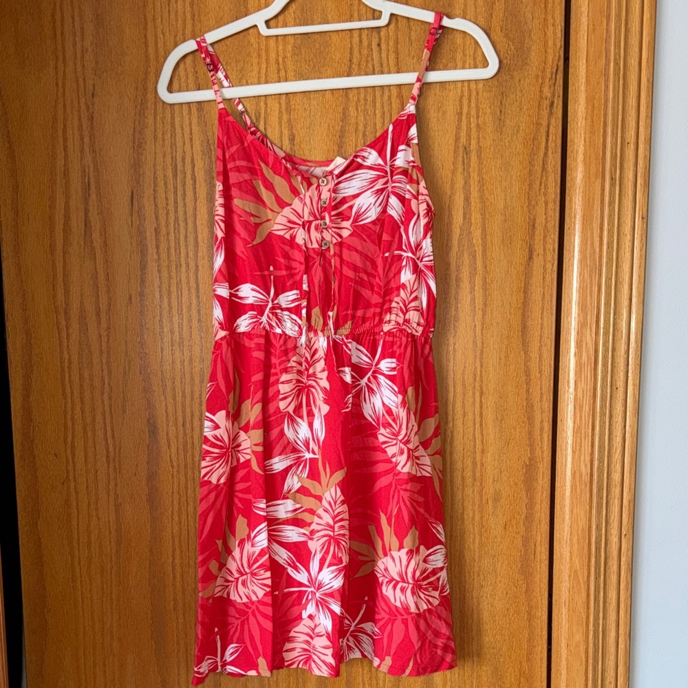 Roxy Red and White Tropical Print Summer Dress